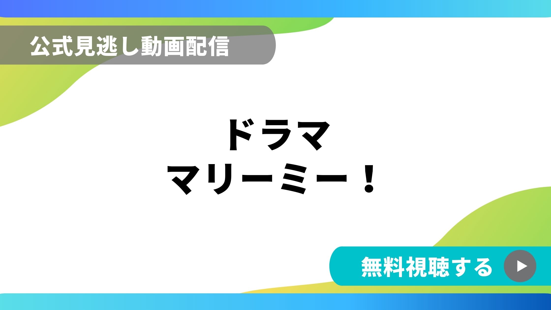 ドラマ マリーミー 再放送情報やフル動画を無料視聴できる配信サイト比較 動画の得する見かた損する見かた